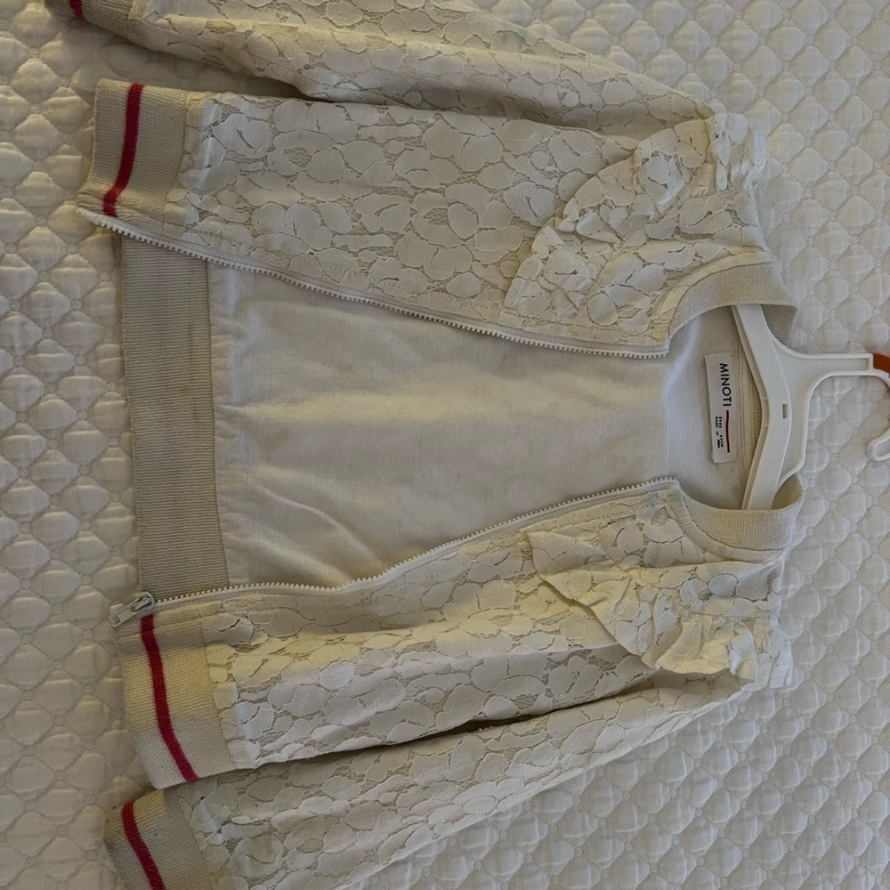 White Lace Jacket with Red Accents